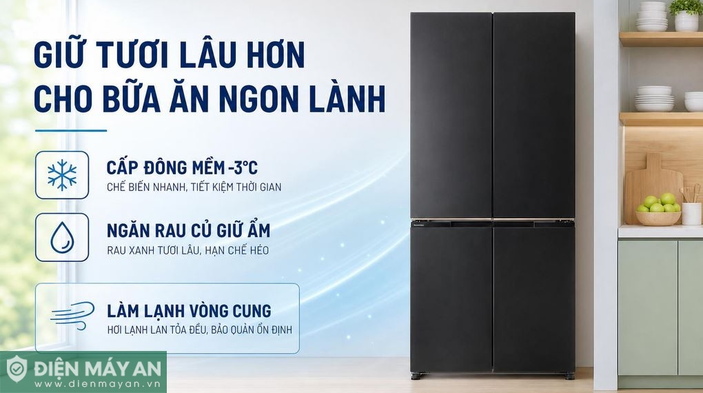 Tủ lạnh âm tường Panasonic Inverter 445 lít Multi Door NR-XZ520CWKV
